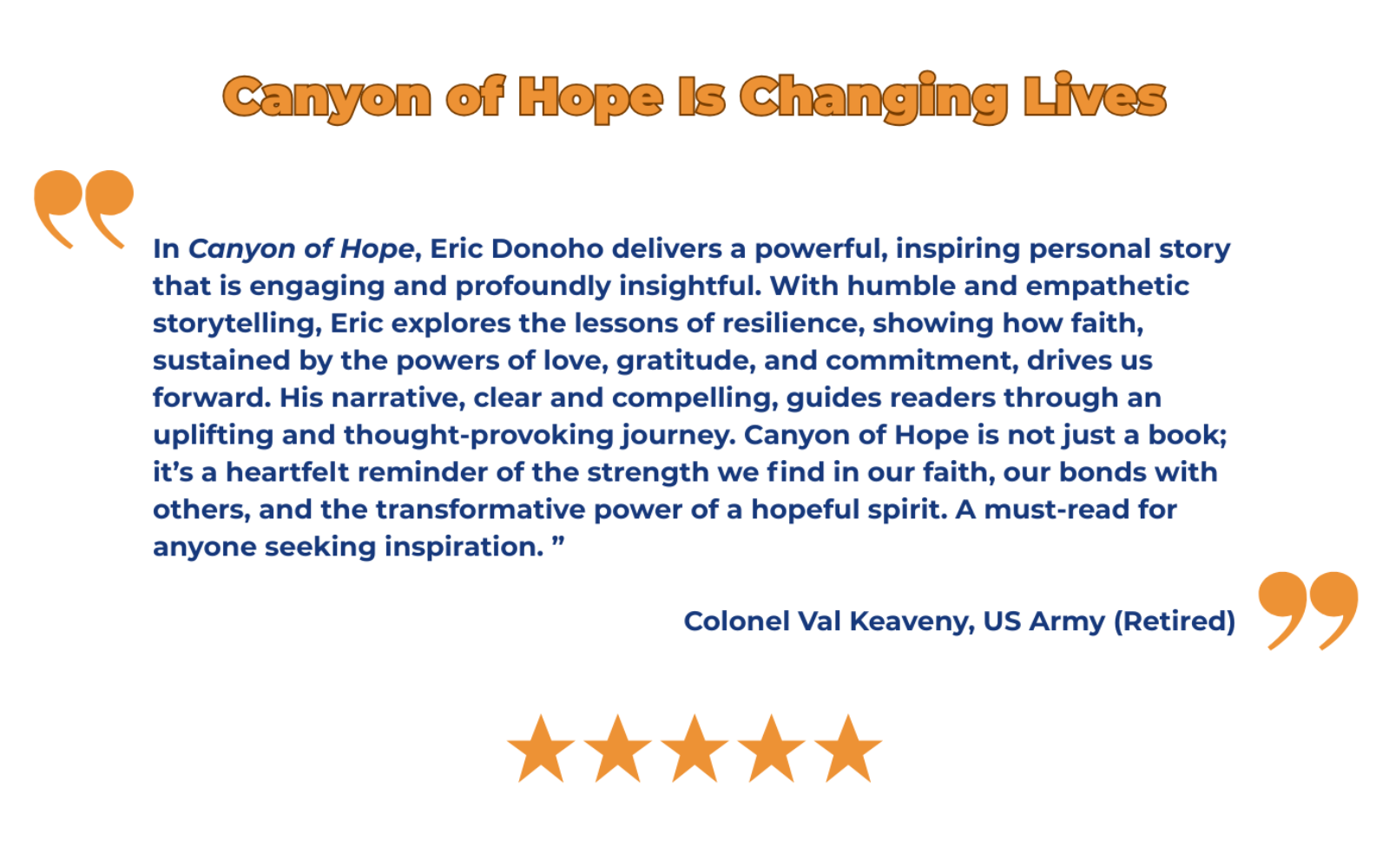 Review of 'Canyon of Hope' with text and star rating on a white background