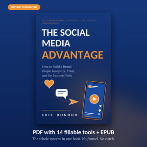 Cover of The Social Media Advantage by Eric Donoho, a guide to building a brand people recognize and trust.